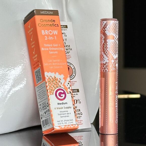 NIB GrandeBROW 2-In-1 Tinted Brow Gel + Brow Enhancing Serum Medium Mini 4 Mos. - Picture 4 of 11